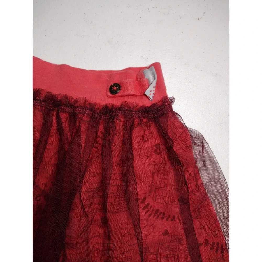 Naartjie Kids Girls Red Tulle Overlay Doodle Print Skirt Size‎ 5 Years
